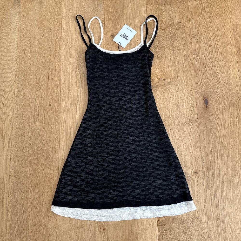 Princess Polly Mini Dress Layered Lace Sleeveless Sorani Size US2 Black White - Picture 1 of 4